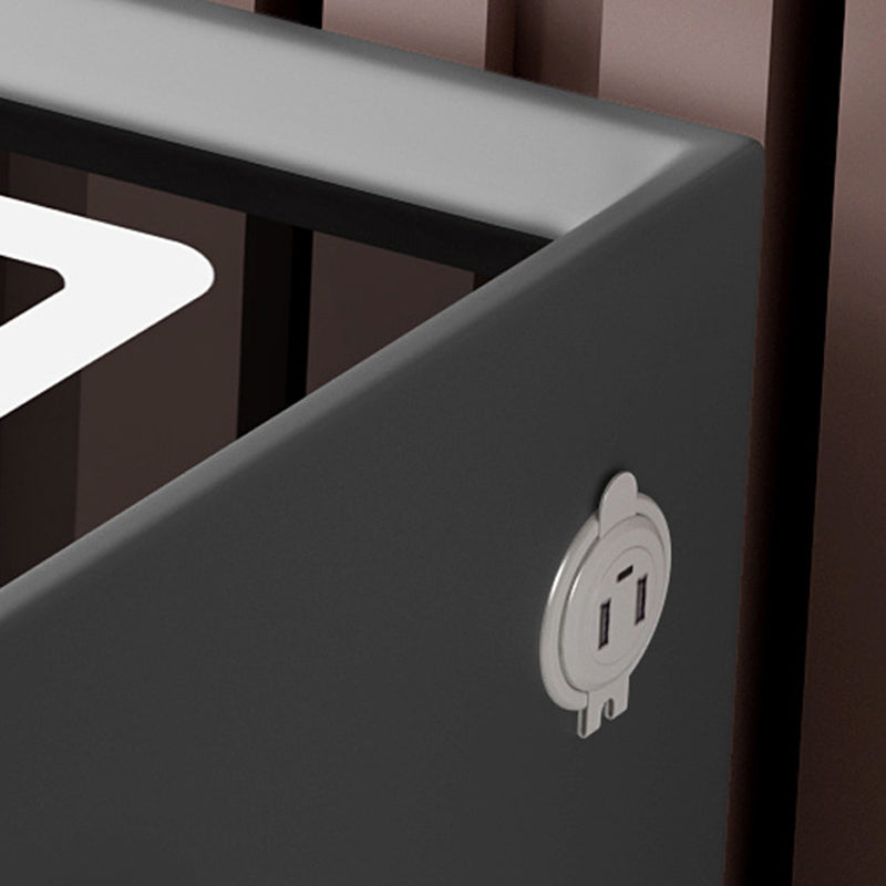 Wood Smart Bedside Table Simple USB LED Nightstand Bedroom