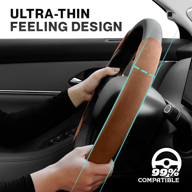 Aventra Premium Microfiber Suede Steering Wheel Cover – Anti-Slip, Universal Fit, Luxurious Feel