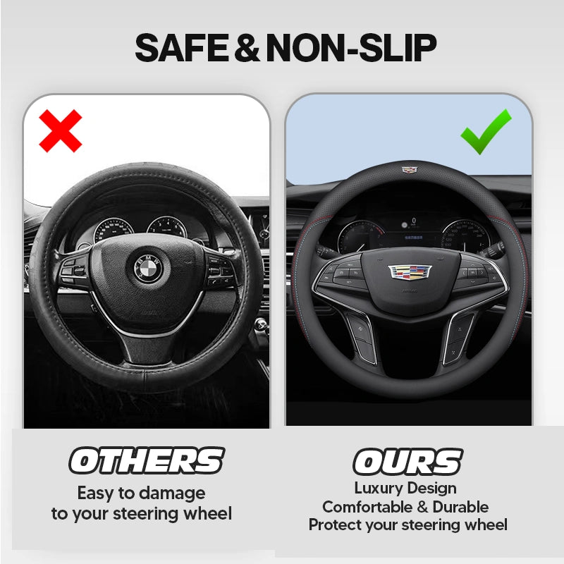 Caleb Breathable Leather Steering Wheel Cover | Anti-Slip, Universal Fit