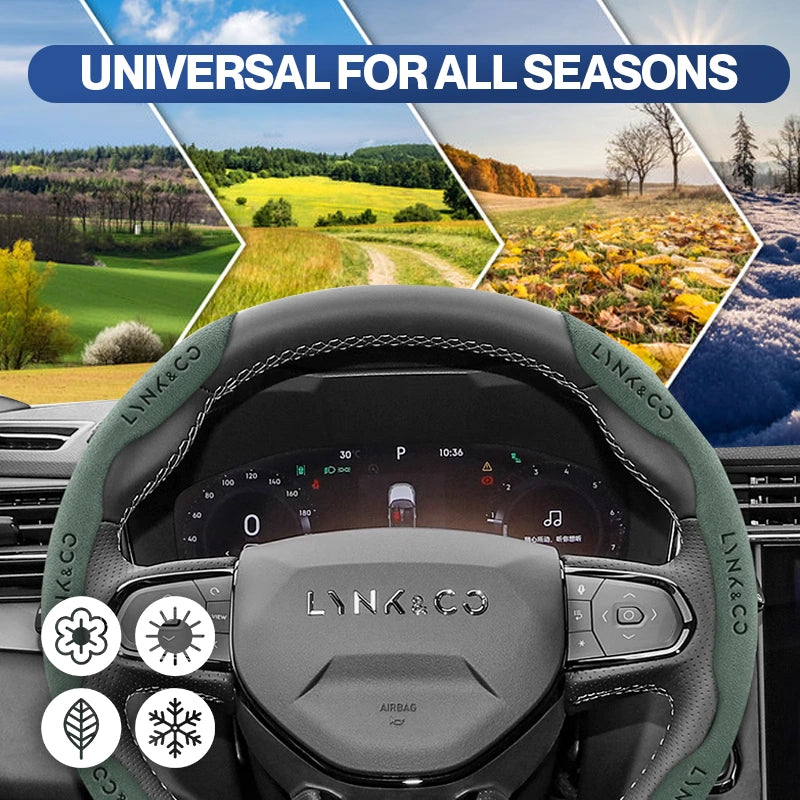 Aventra Premium Microfiber Suede Steering Wheel Cover – Anti-Slip, Universal Fit, Luxurious Feel