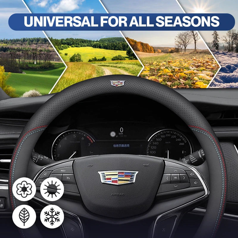 Caleb Breathable Leather Steering Wheel Cover | Anti-Slip, Universal Fit