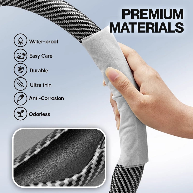 Drivex Carbon Fiber Suede Steering Wheel Cover – Anti-Slip, Universal Fit, Luxury Feel