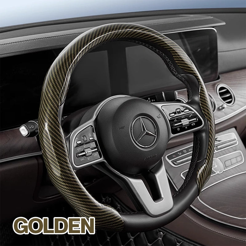 Drivex Carbon Fiber Suede Steering Wheel Cover – Anti-Slip, Universal Fit, Luxury Feel