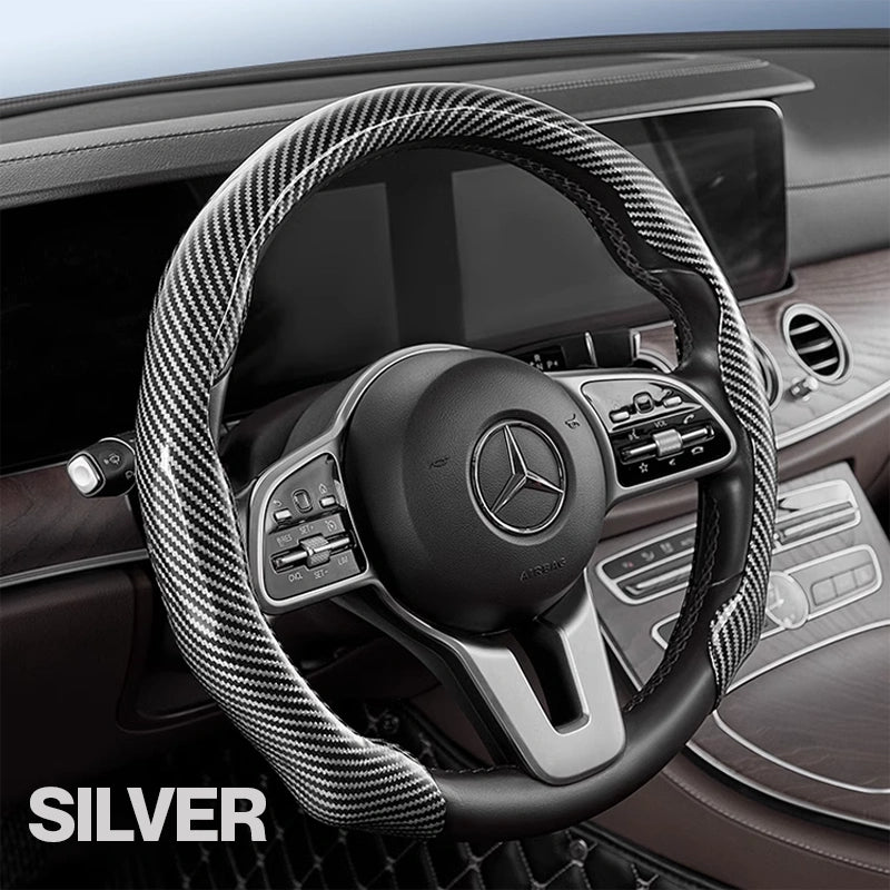 Drivex Carbon Fiber Suede Steering Wheel Cover – Anti-Slip, Universal Fit, Luxury Feel