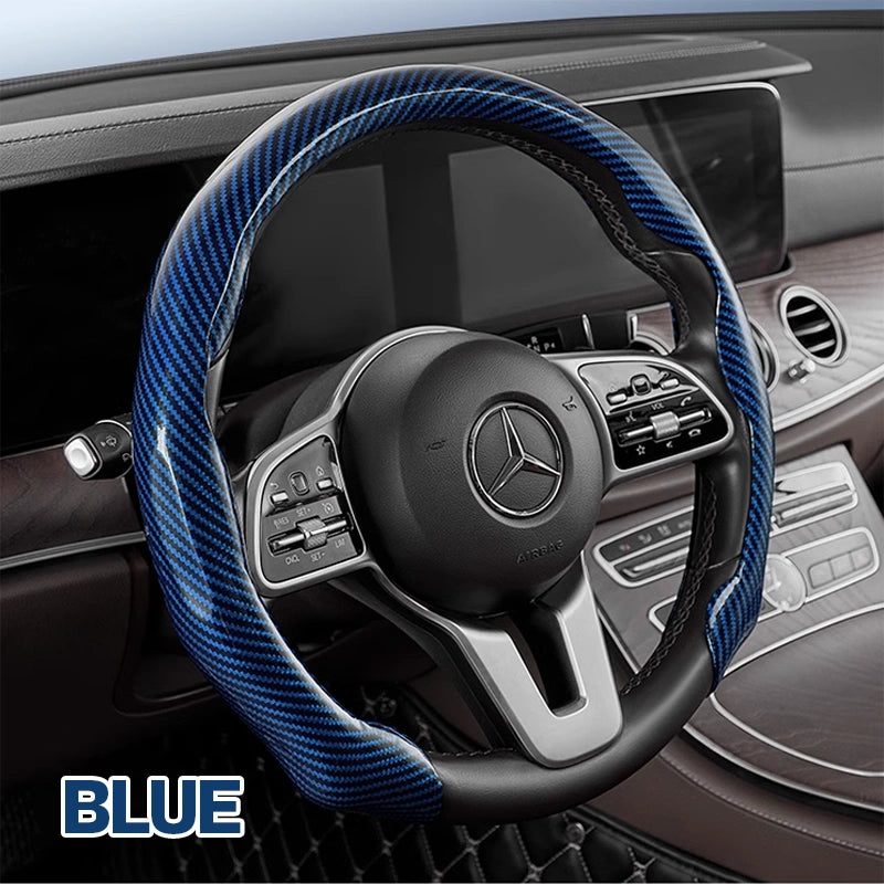 Drivex Carbon Fiber Suede Steering Wheel Cover – Anti-Slip, Universal Fit, Luxury Feel