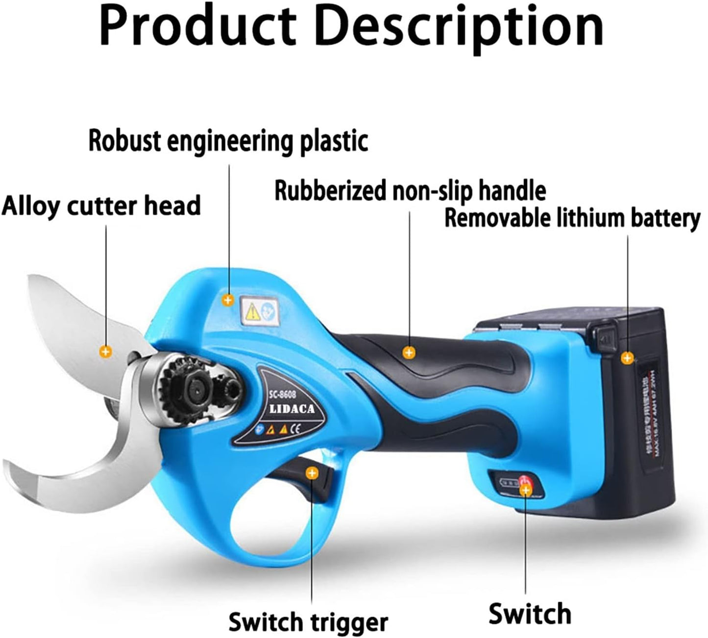 16.8V Electric Pruning Shears Cutting Diameter For Gardening Bonsai Cordless Tree Pruner