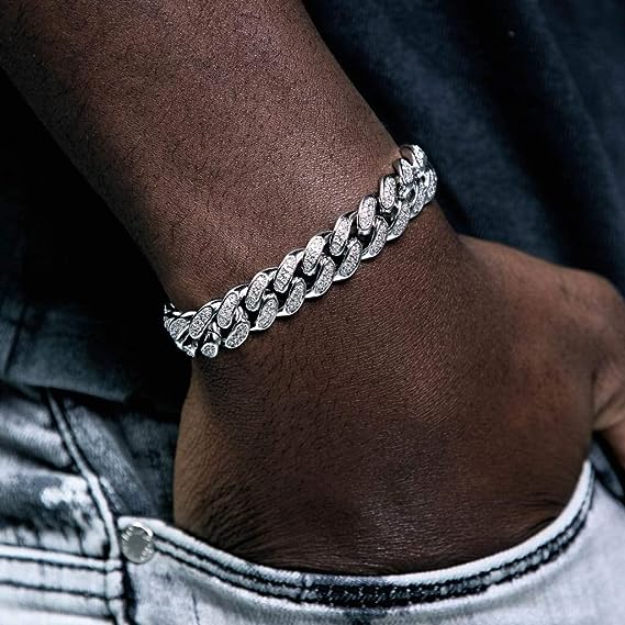 Diamond Cuban Link Iced Gold Plated Hip Hop Bracelet Men & Women Perfect Gift Box