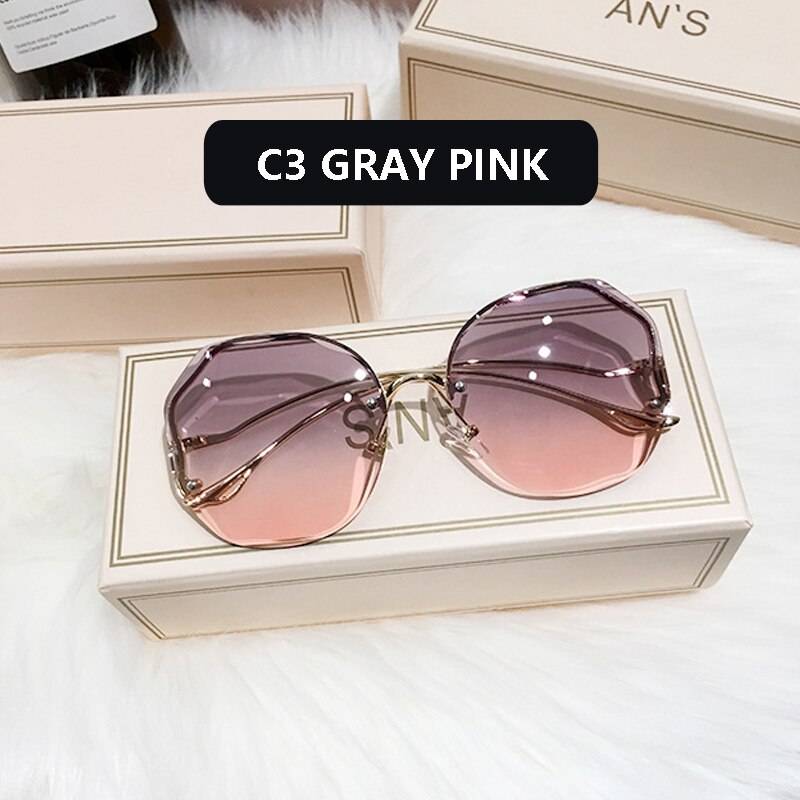 Fashion Sunglasses Women Metal Female UV400 Vintage Ladies Stylish Design Oversized Square Sunglasses For Women