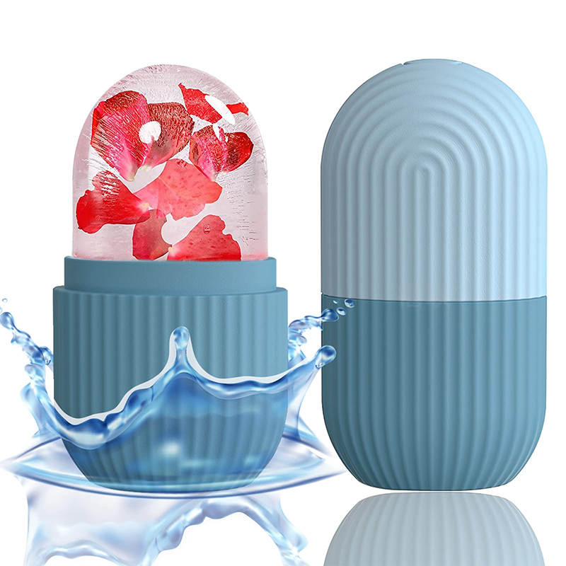 Natural Contour and Skin Care Reusable Ice Cube Roller Silicone Mold Massager for Face, Eyes and Neck