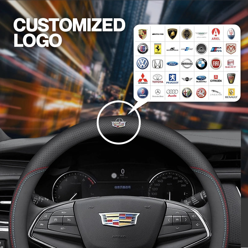 Caleb Breathable Leather Steering Wheel Cover | Anti-Slip, Universal Fit