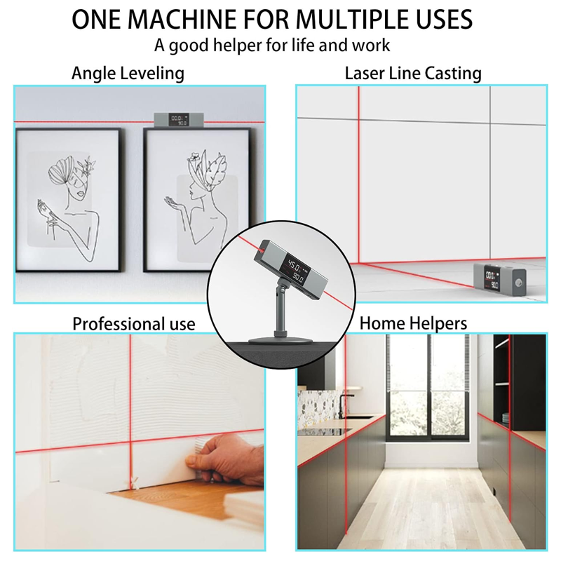 2 In 1 Protractor Digital Multifunctional Laser Leveler Tool Metal with Tripod Stand