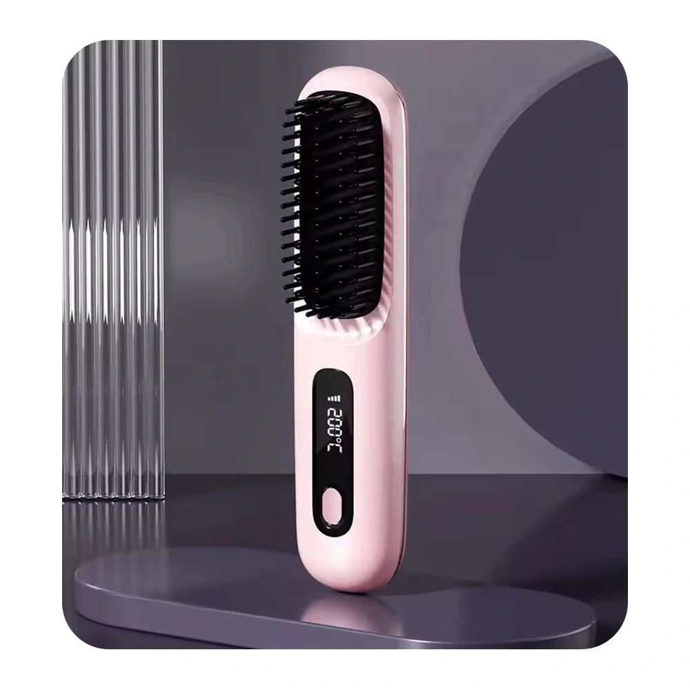 LED Temperature Portable Straightener Brush