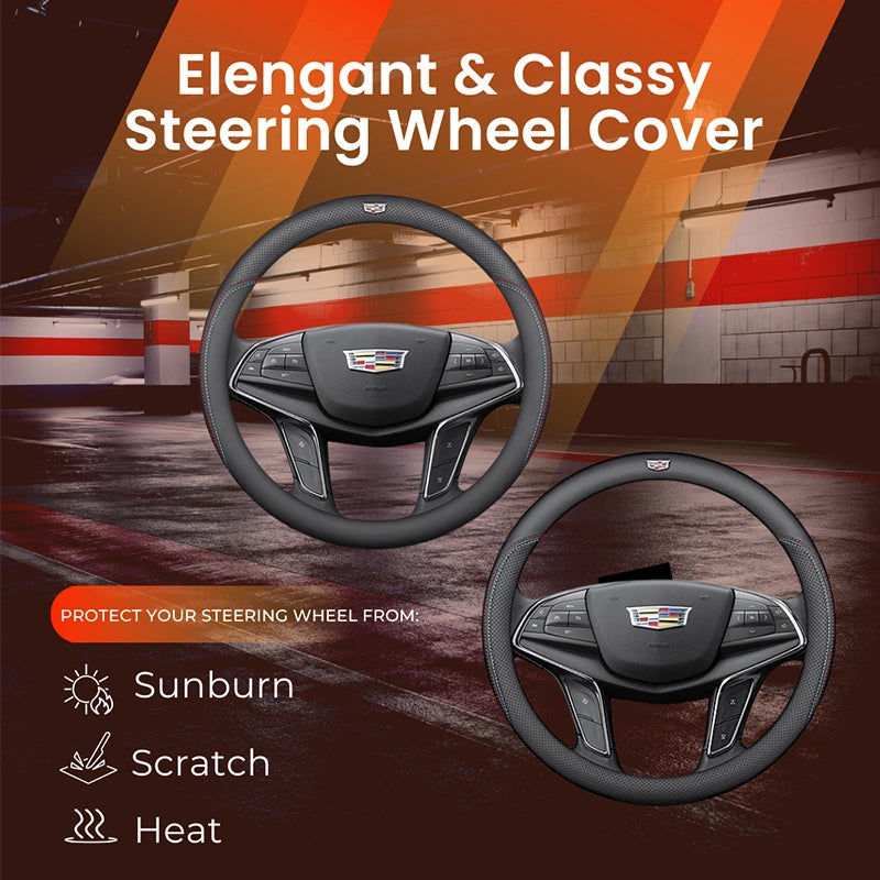 Caleb Breathable Leather Steering Wheel Cover | Anti-Slip, Universal Fit