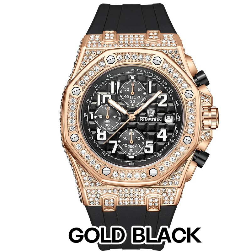 Sports 30M Waterproof Multi-Functional Unisex's Rhinestone Silicone Quartz Watch