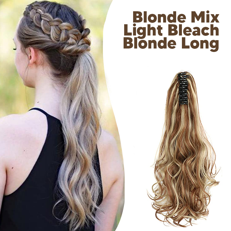 Synthetic Fiber Claw Clip Wavy Ponytail Hair Extensions for Women