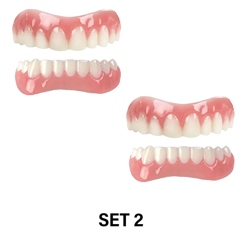 Instant Smile Denture Veneer Natural Silicone Cosmetic Upper/Lower Teeth
