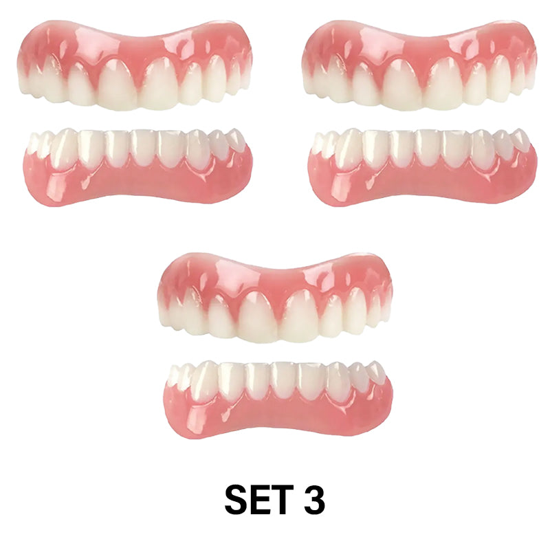 Instant Smile Denture Veneer Natural Silicone Cosmetic Upper/Lower Teeth