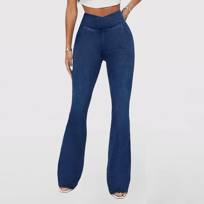 Stretchy Jeans High Waisted Crossover