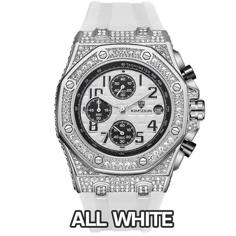 Sports 30M Waterproof Multi-Functional Unisex's Rhinestone Silicone Quartz Watch