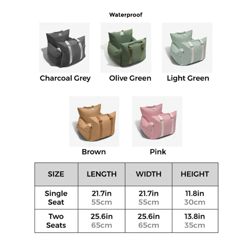 Premium & Safe, Fully Detachable and Washable Travel Car Seat Cover for Small, Medium, Large Pets