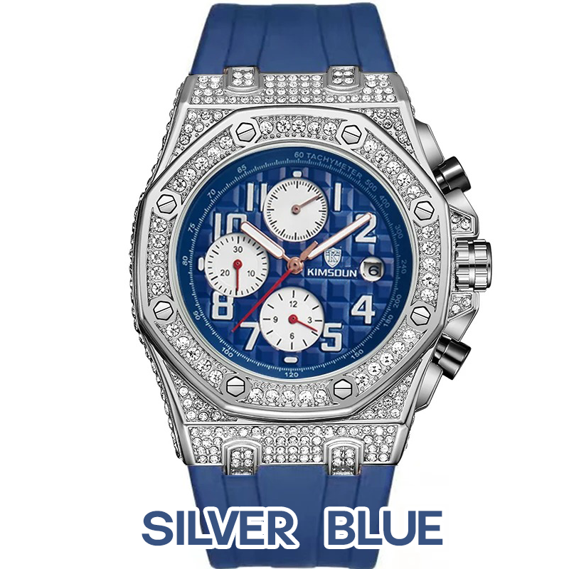 Sports 30M Waterproof Multi-Functional Unisex's Rhinestone Silicone Quartz Watch