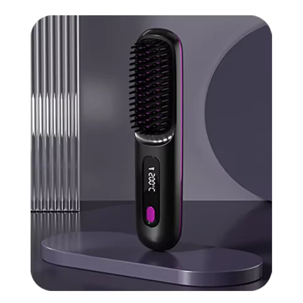 LED Temperature Portable Straightener Brush
