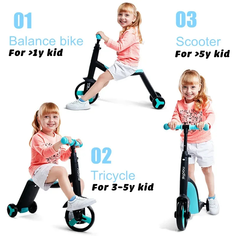 4 In 1 Kids Convertible Scooter/Tricycle/Balance Bike