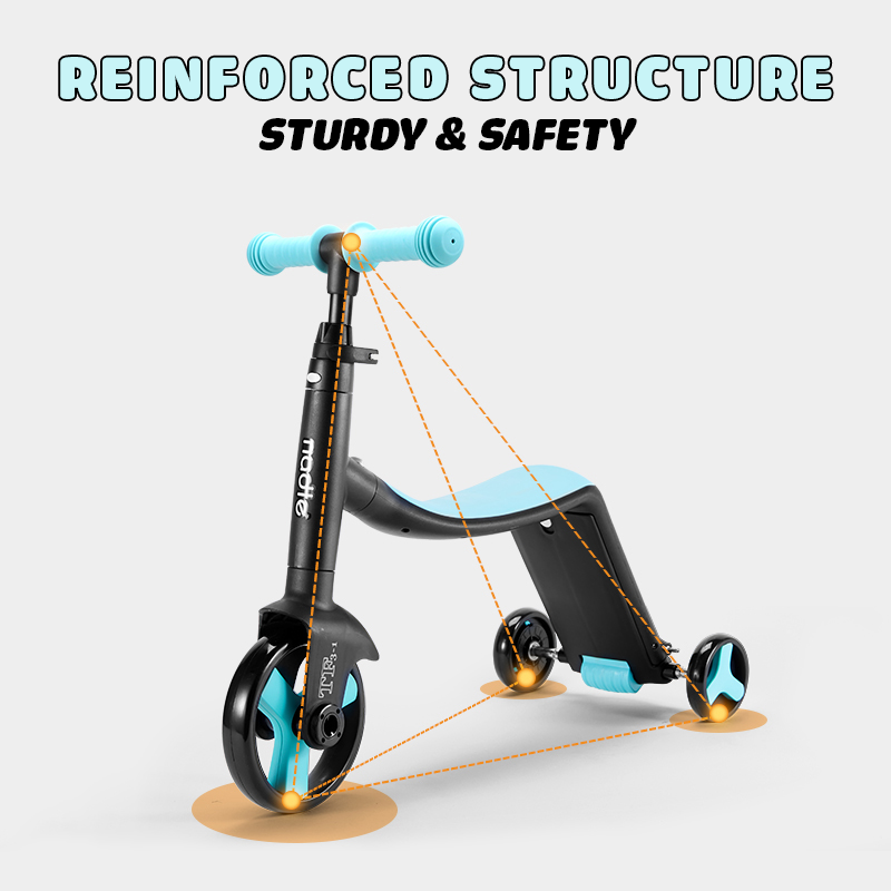 4 In 1 Kids Convertible Scooter/Tricycle/Balance Bike