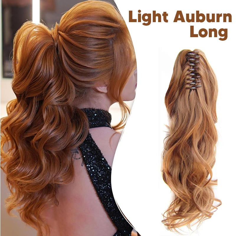 Synthetic Fiber Claw Clip Wavy Ponytail Hair Extensions for Women