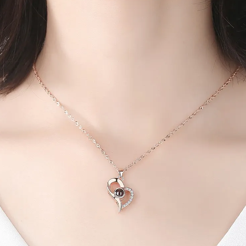Neeko Eternal Rose Love Languages Heart Pendant Gift Box for Her on Birthday, Christmas, Mother's Day, Valentine's Day