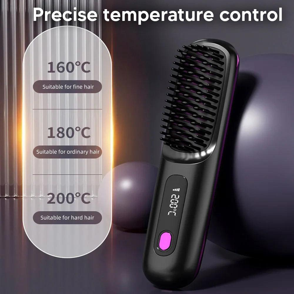 LED Temperature Portable Straightener Brush