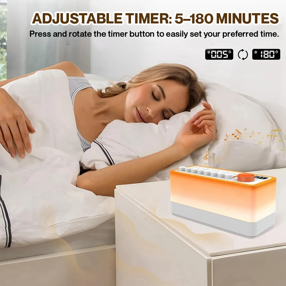 Lumora Sound Box – 4-in-1 White Noise Machine with 8 Nature Sounds, Lights, Timer & Bluetooth