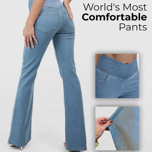 Stretchy Jeans High Waisted Crossover