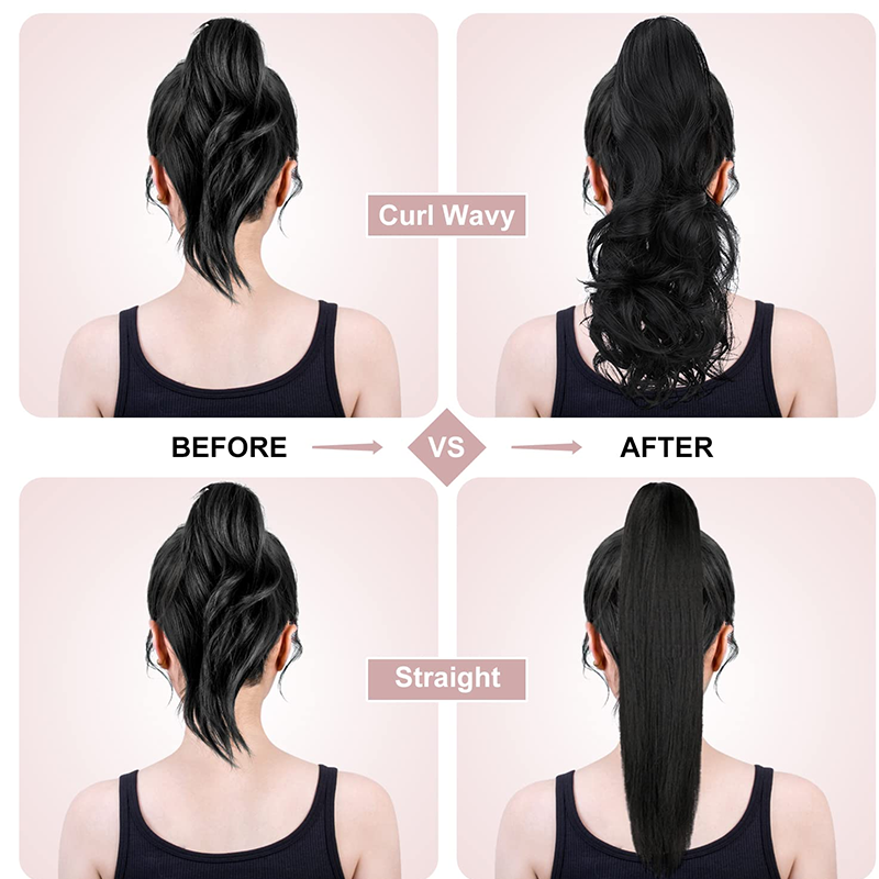 Synthetic Fiber Claw Clip Wavy Ponytail Hair Extensions for Women