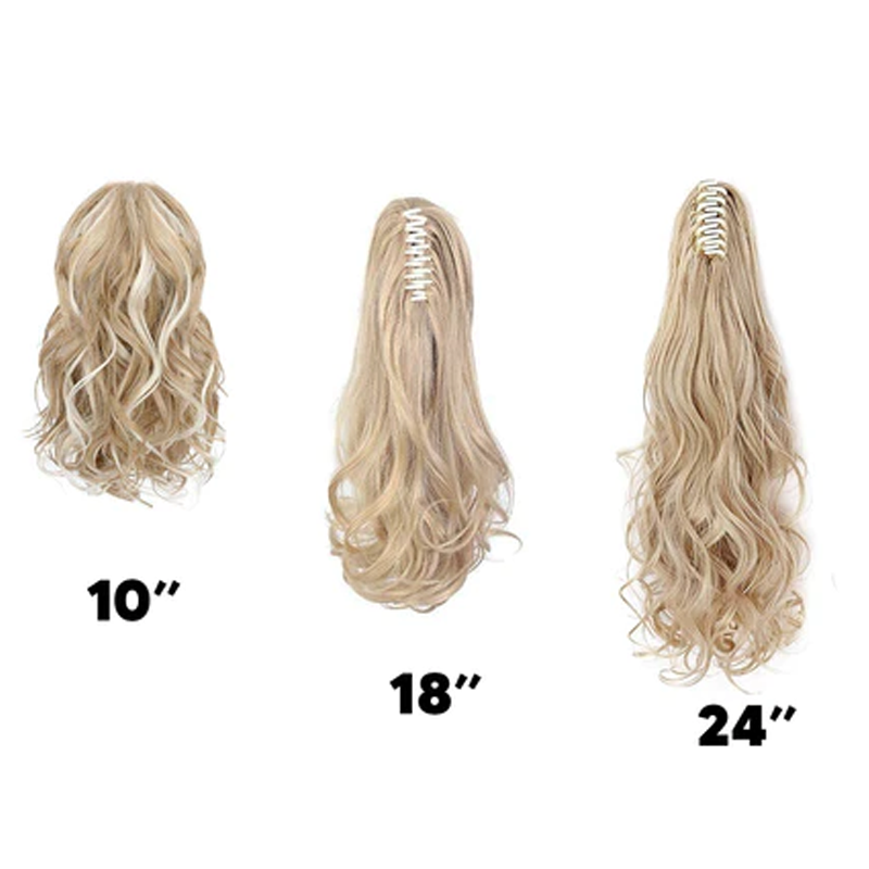 Synthetic Fiber Claw Clip Wavy Ponytail Hair Extensions for Women