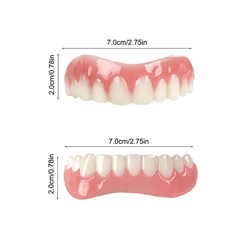 Instant Smile Denture Veneer Natural Silicone Cosmetic Upper/Lower Teeth