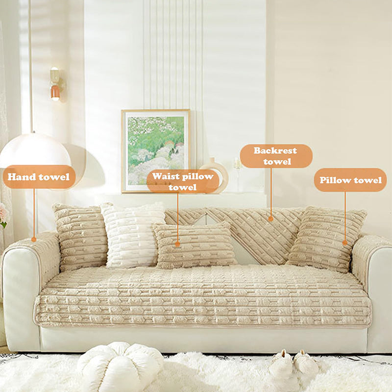 2023 Winter Warm & Thickened Non-slip Rabbit Velvet Plush Sofa Cushion Cover