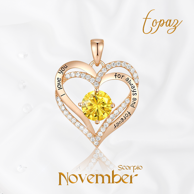 Germe Personalized 12 Birthstone Zirconia Gifts for Women's Forever Love Heart Pendant Necklace