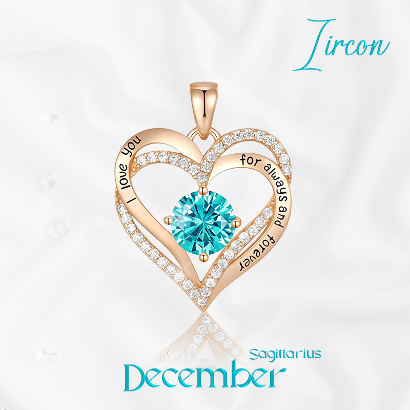 Germe Personalized 12 Birthstone Zirconia Gifts for Women's Forever Love Heart Pendant Necklace