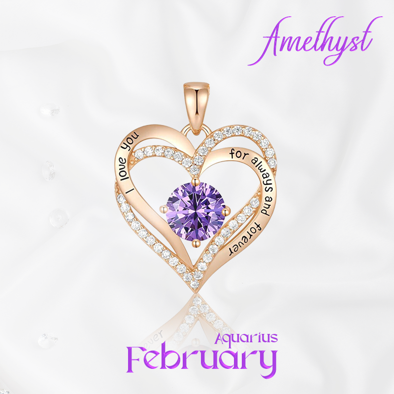 Germe Personalized 12 Birthstone Zirconia Gifts for Women's Forever Love Heart Pendant Necklace