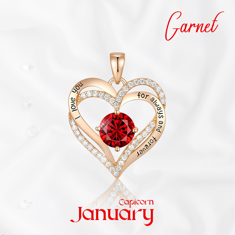 Germe Personalized 12 Birthstone Zirconia Gifts for Women's Forever Love Heart Pendant Necklace