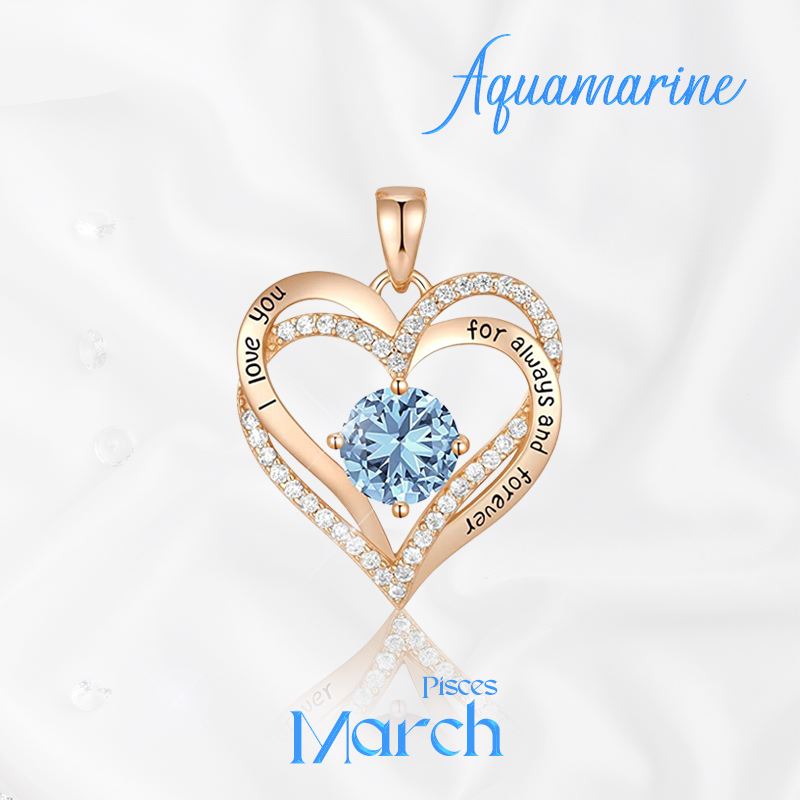 Germe Personalized 12 Birthstone Zirconia Gifts for Women's Forever Love Heart Pendant Necklace