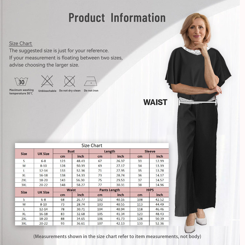 Sequin Elegant Two-piece Set Pantsuit Batwing Sleeve Women Blouse