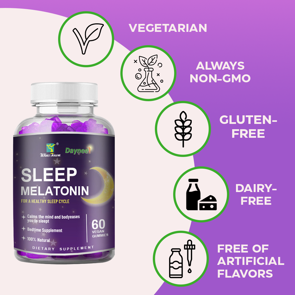Berry-Flavored, Gluten Free & Gelatin Free Sleep Aid Melatonin Gummies (60 Pieces)