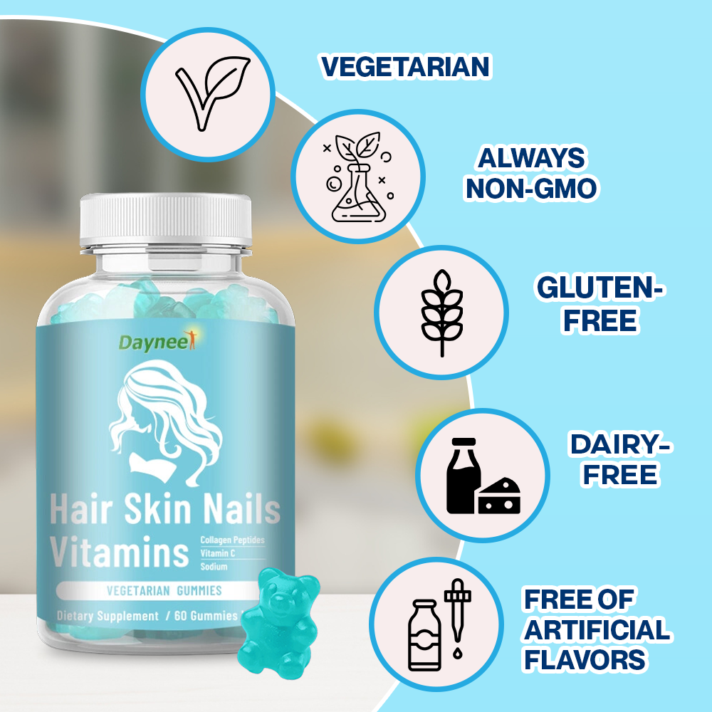 Daynee Hair Skin Nails Vitamins Gummies | Dietary Supplement for Collagen Replenishment and Hair/Nails/Skin Improvement