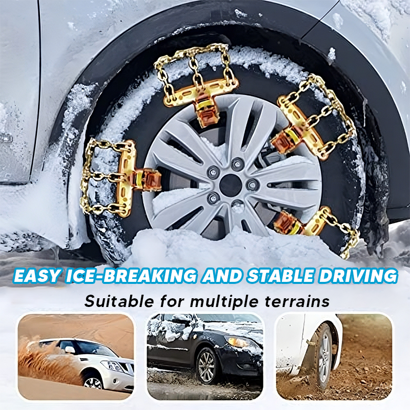 Snow Emergency Anti Slip Car Tire Chains with Thickened Steel for Truck SUV in Snow, Ice, Sand and Mud