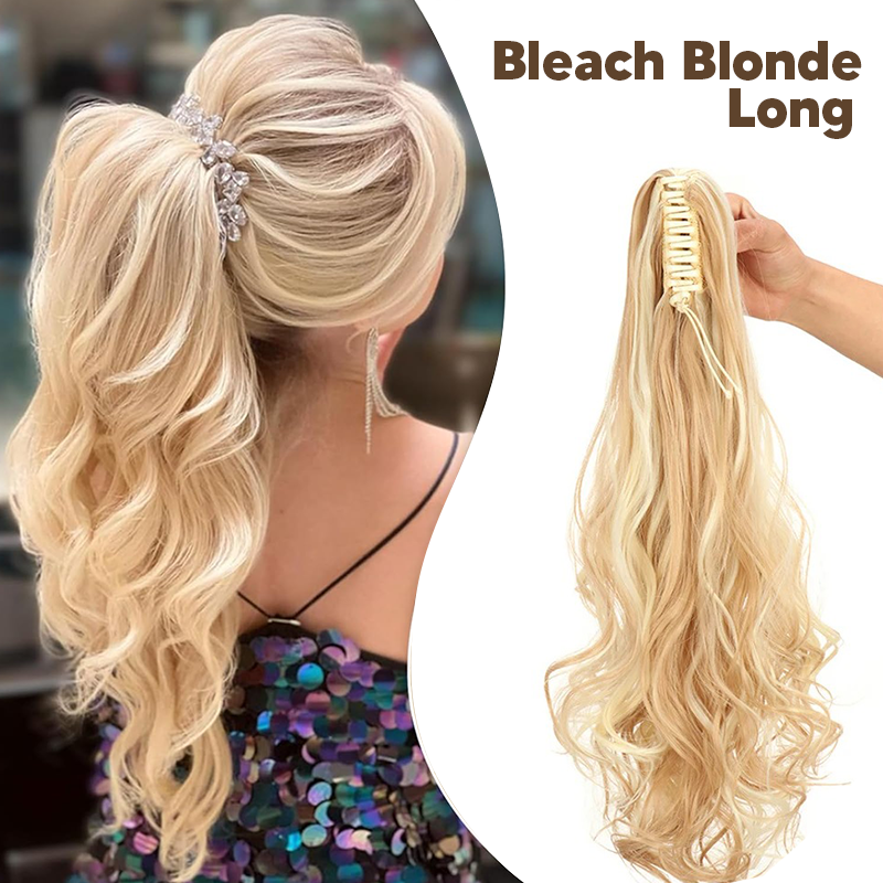 Synthetic Fiber Claw Clip Wavy Ponytail Hair Extensions for Women