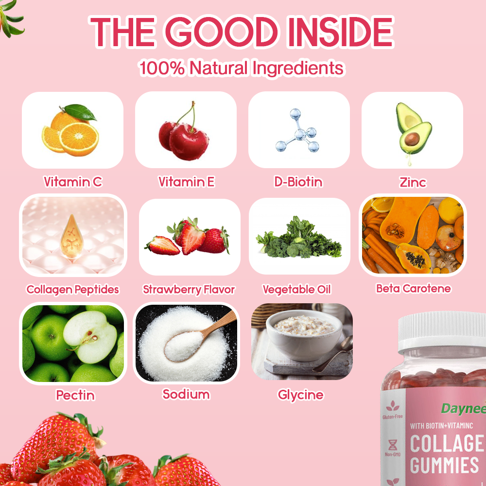 Daynee Collagen Gummies | Dietary Supplement for Collagen Replenishment and Hair/Nails/Skin Improvement