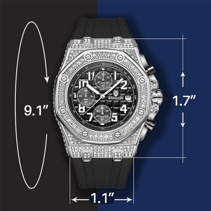 Sports 30M Waterproof Multi-Functional Unisex's Rhinestone Silicone Quartz Watch