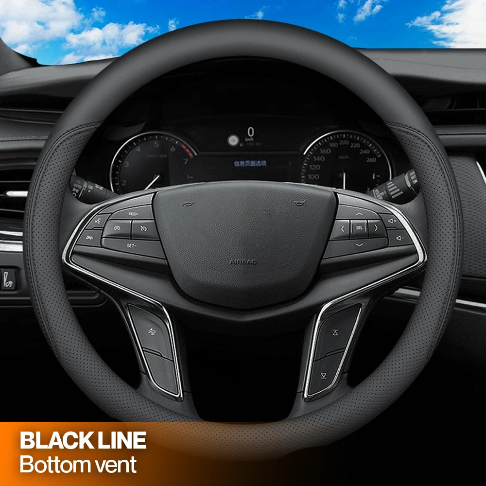 Caleb Breathable Leather Steering Wheel Cover | Anti-Slip, Universal Fit
